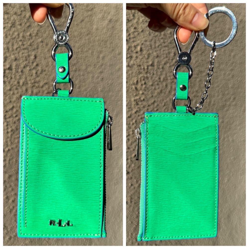 Lauren Ralph Lauren Green Leather Card Case